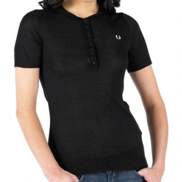 Fred Perry Womens Penny Collar Knitted Shirt Black